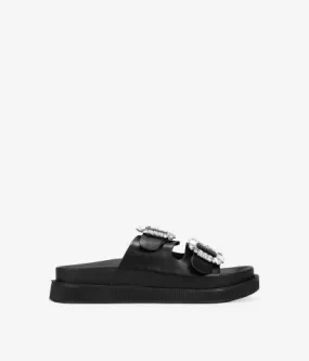 Sandalias negras con hebillas brillantes