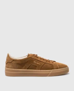 Santoni Brown suede logo sneakers