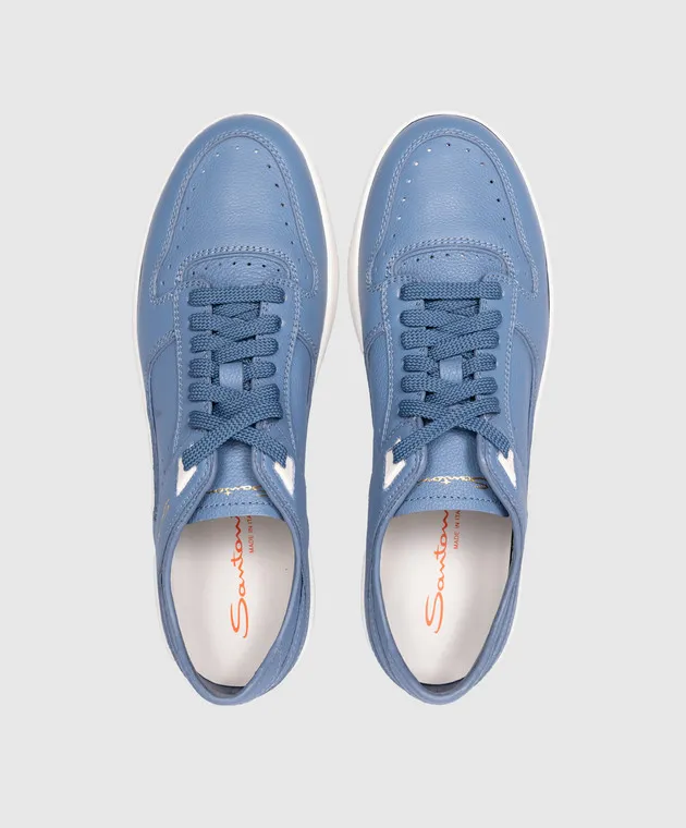 Santoni Sneak-Air Blue Leather Sneakers