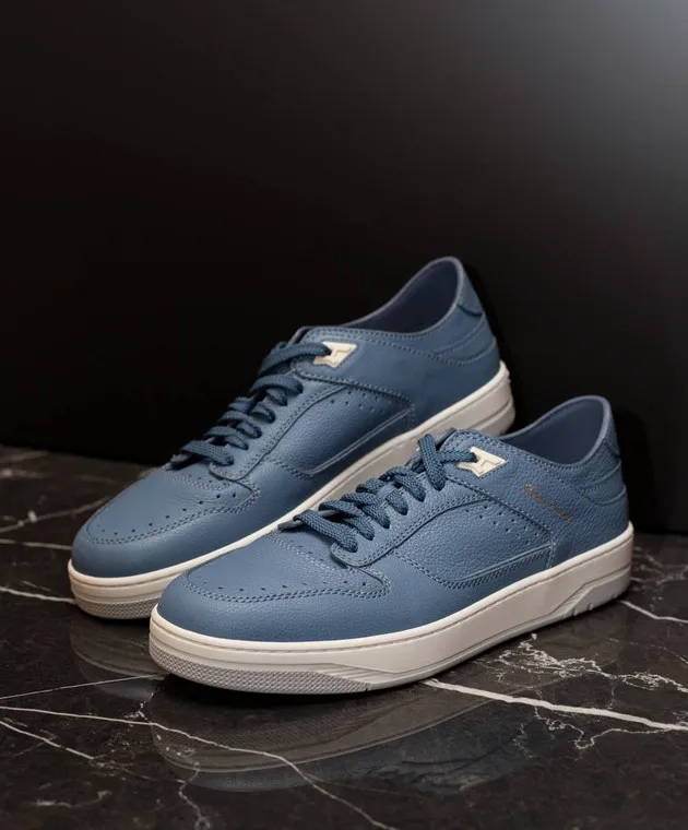 Santoni Sneak-Air Blue Leather Sneakers