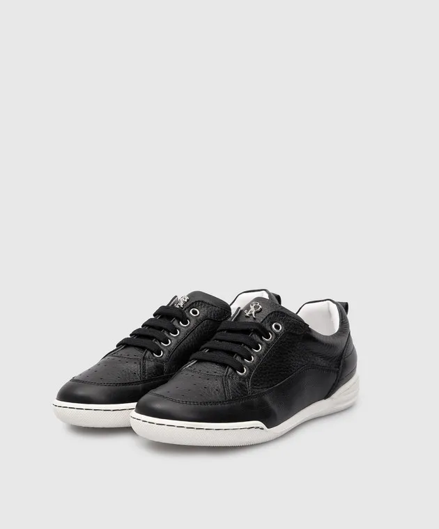 Stefano Ricci Kids black leather sneakers