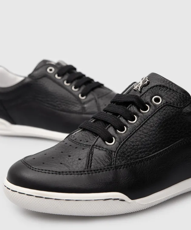 Stefano Ricci Kids black leather sneakers