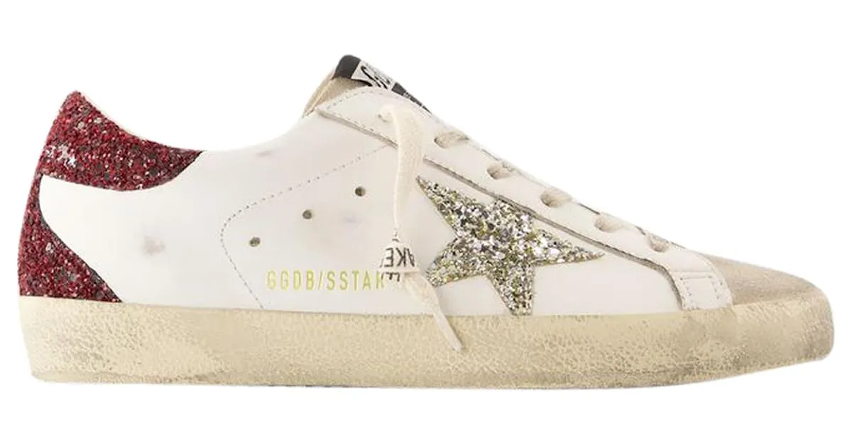 Super Star Sneakers - Golden Goose Deluxe Brand - Cuero - Blanco/Borgoña 