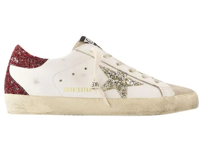 Super Star Sneakers - Golden Goose Deluxe Brand - Cuero - Blanco/Borgoña 