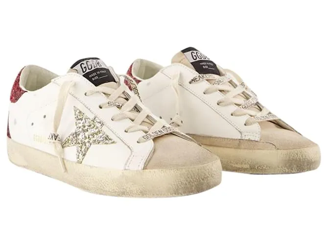 Super Star Sneakers - Golden Goose Deluxe Brand - Cuero - Blanco/Borgoña 