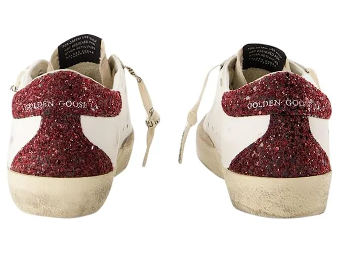 Super Star Sneakers - Golden Goose Deluxe Brand - Cuero - Blanco/Borgoña 