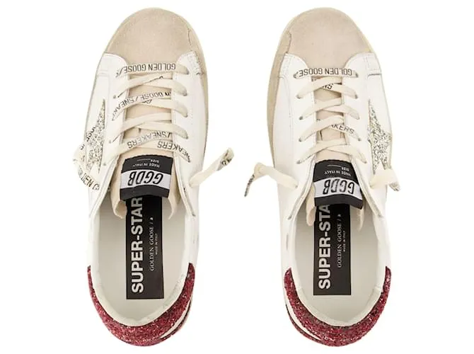 Super Star Sneakers - Golden Goose Deluxe Brand - Cuero - Blanco/Borgoña 