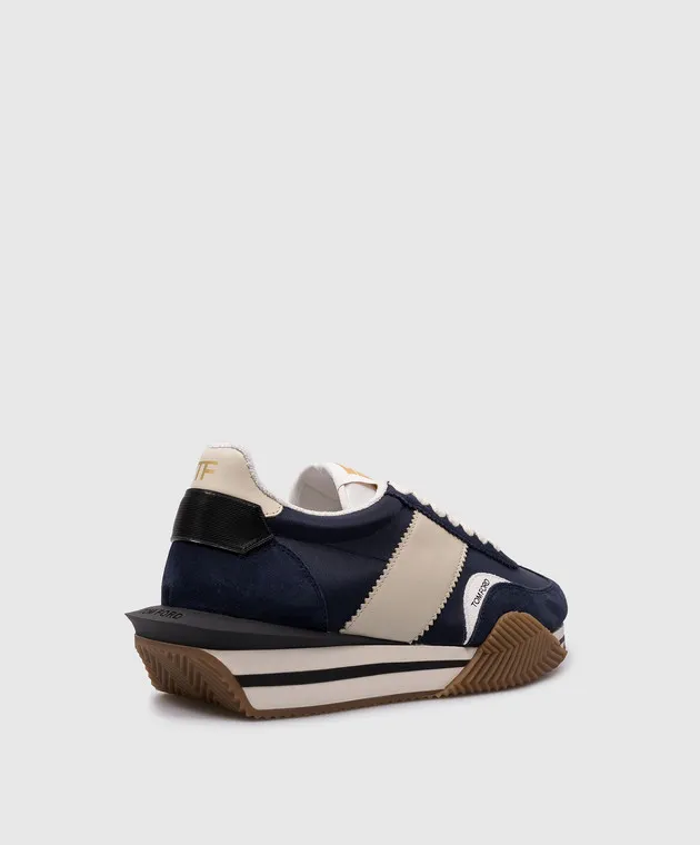 Tom Ford JAMES blue combo sneakers with logo