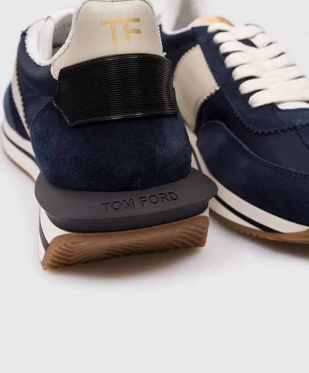 Tom Ford JAMES blue combo sneakers with logo