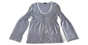 Top de punto fino gris claro con fruncidos Massimo Dutti talla M o 36-38 Blanco 