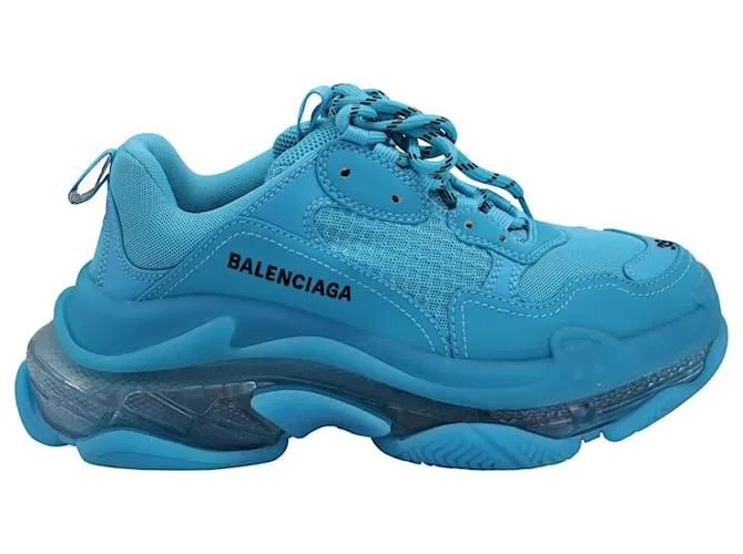 Zapatillas Balenciaga Triple S con suela transparente en poliuretano azul 