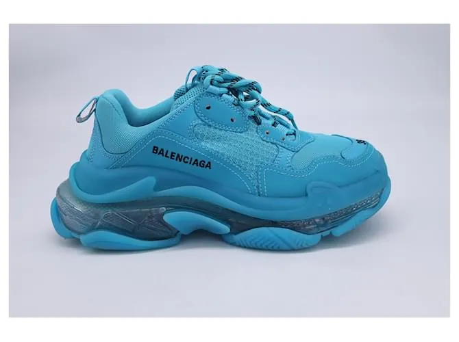 Zapatillas Balenciaga Triple S con suela transparente en poliuretano azul 