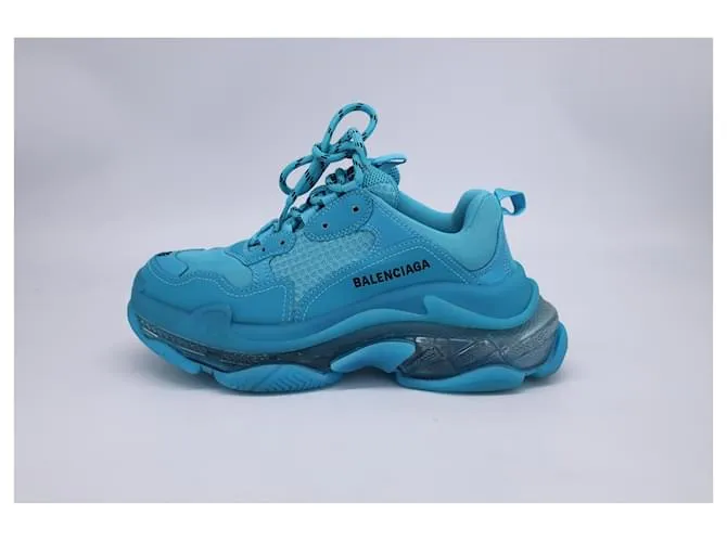 Zapatillas Balenciaga Triple S con suela transparente en poliuretano azul 