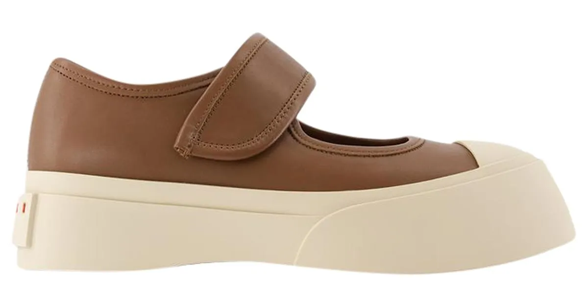 Zapatillas Mary Jane - Marni - Cuero - Marrón Castaño 