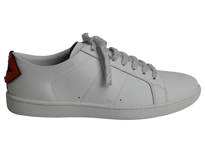 Zapatillas Saint Laurent Lips Classic Court en cuero blanco 