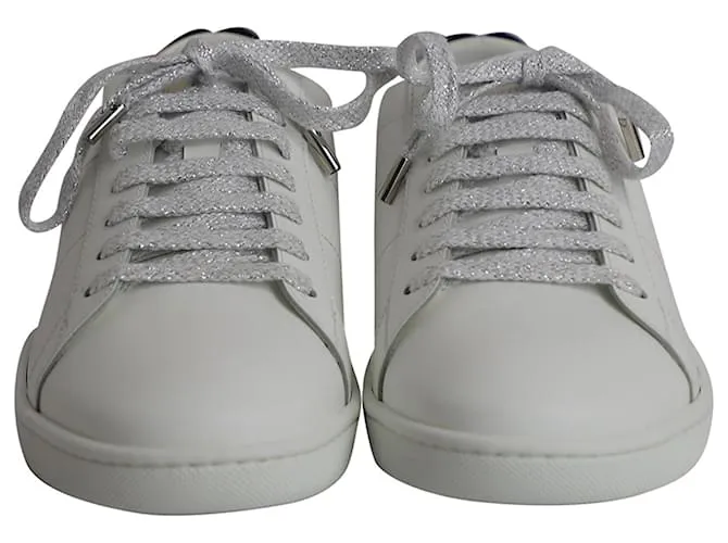 Zapatillas Saint Laurent Lips Classic Court en cuero blanco 