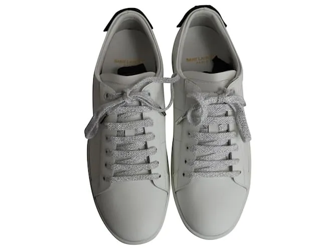 Zapatillas Saint Laurent Lips Classic Court en cuero blanco 