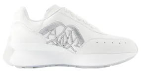 Zapatillas Sprint Runner - Alexander Mcqueen - Cuero - Blanco/plata 