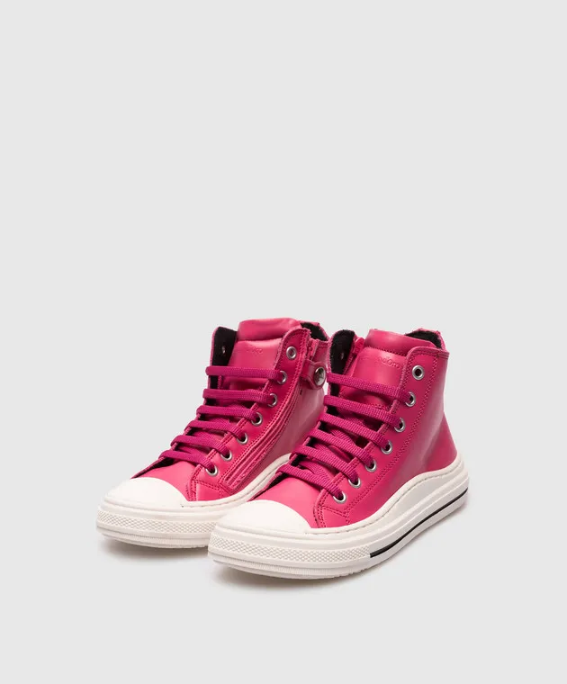 Zecchino D'oro Children's pink leather sneakers