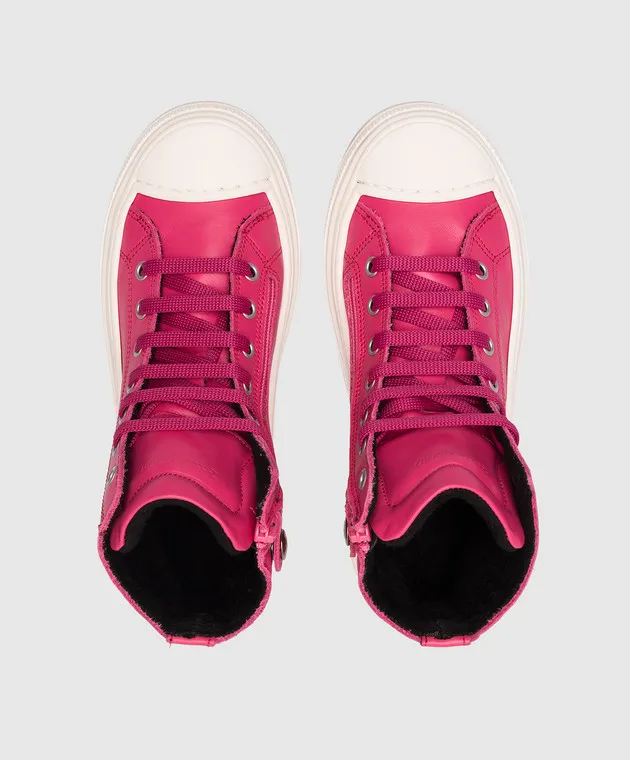 Zecchino D'oro Children's pink leather sneakers