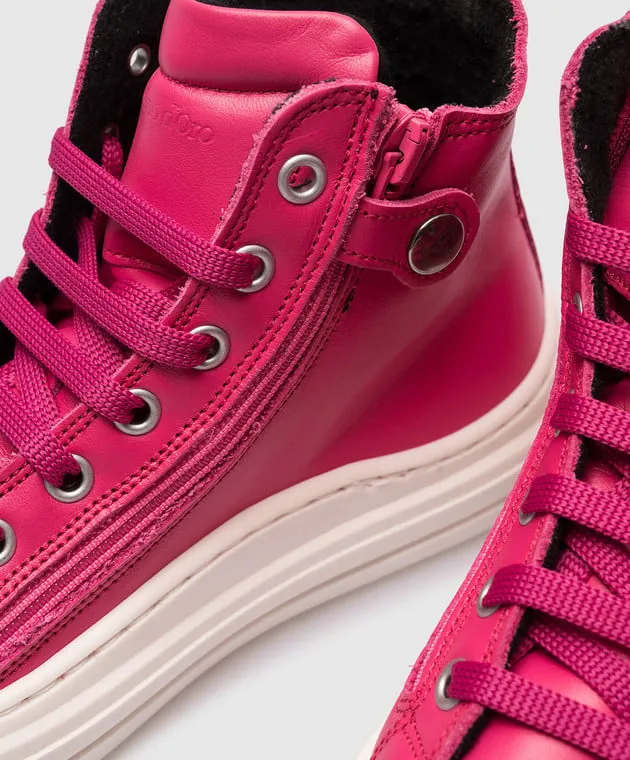 Zecchino D'oro Children's pink leather sneakers